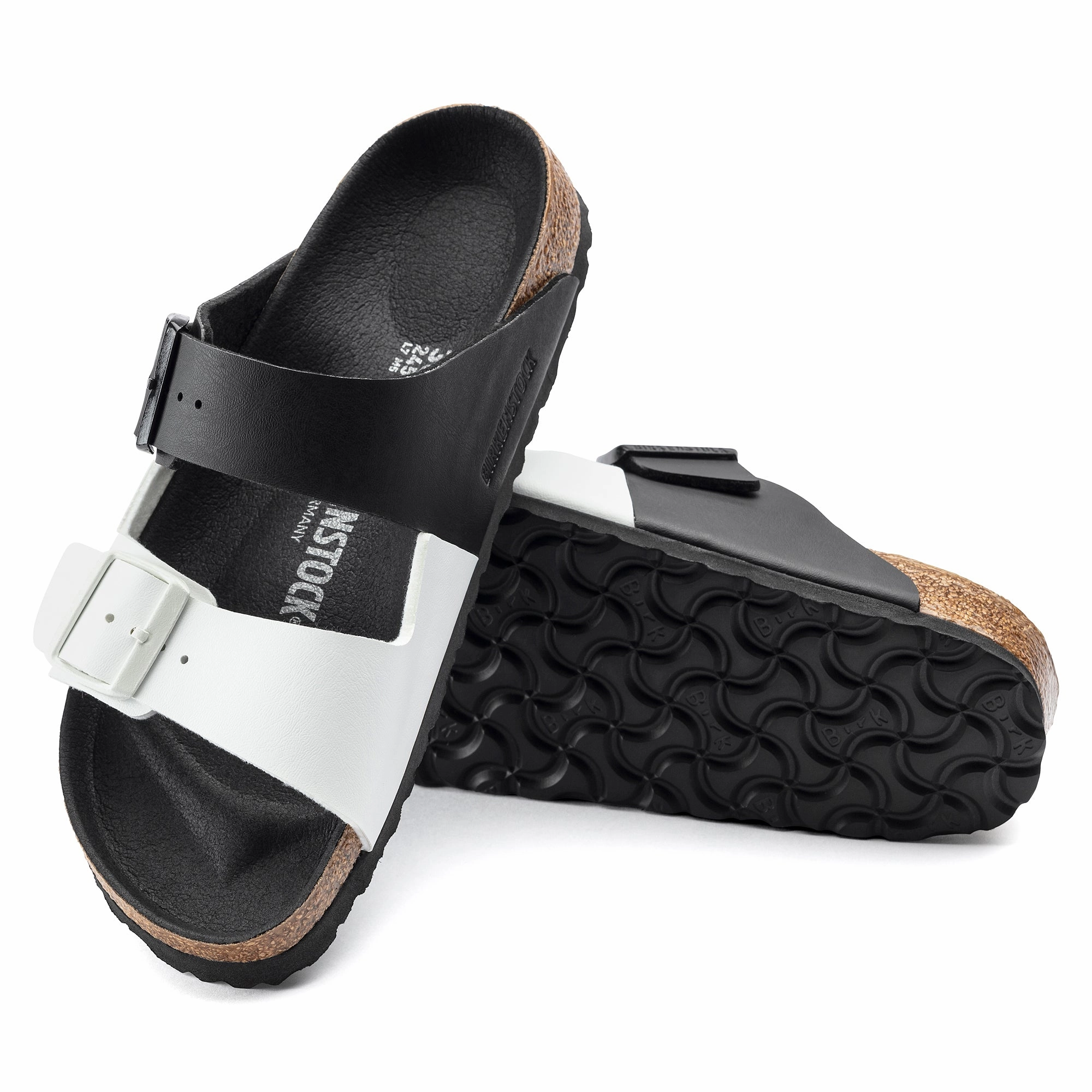 Birkenstock Arizona Split black/white Birko-Flor Orange Sandals