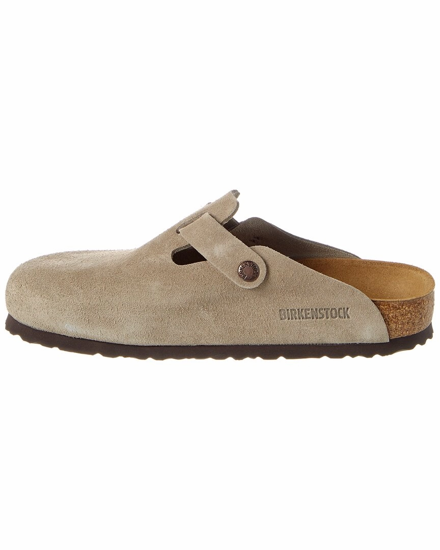 Logo Birkenstock Boston Soft Footbed Suede Leather Clog
