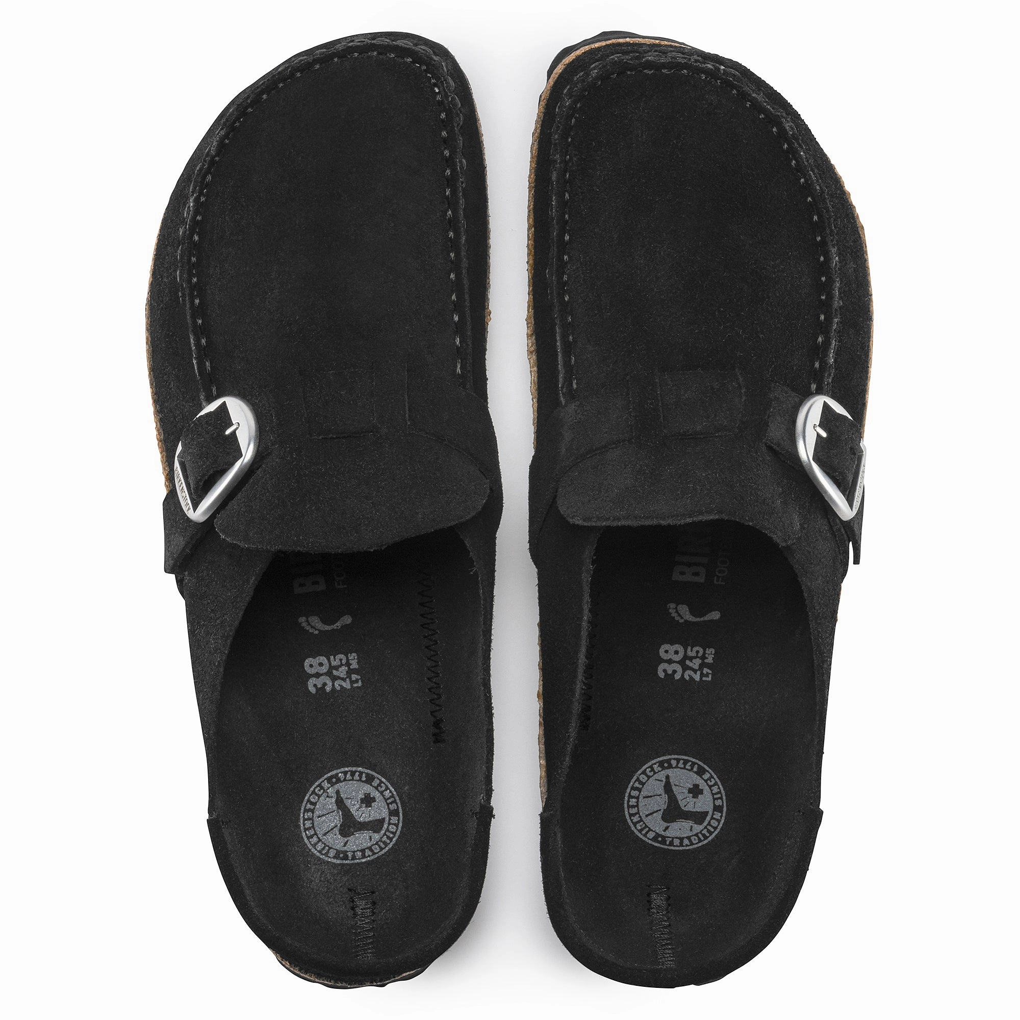 Birkenstock Buckley black suede Shearling Sandals