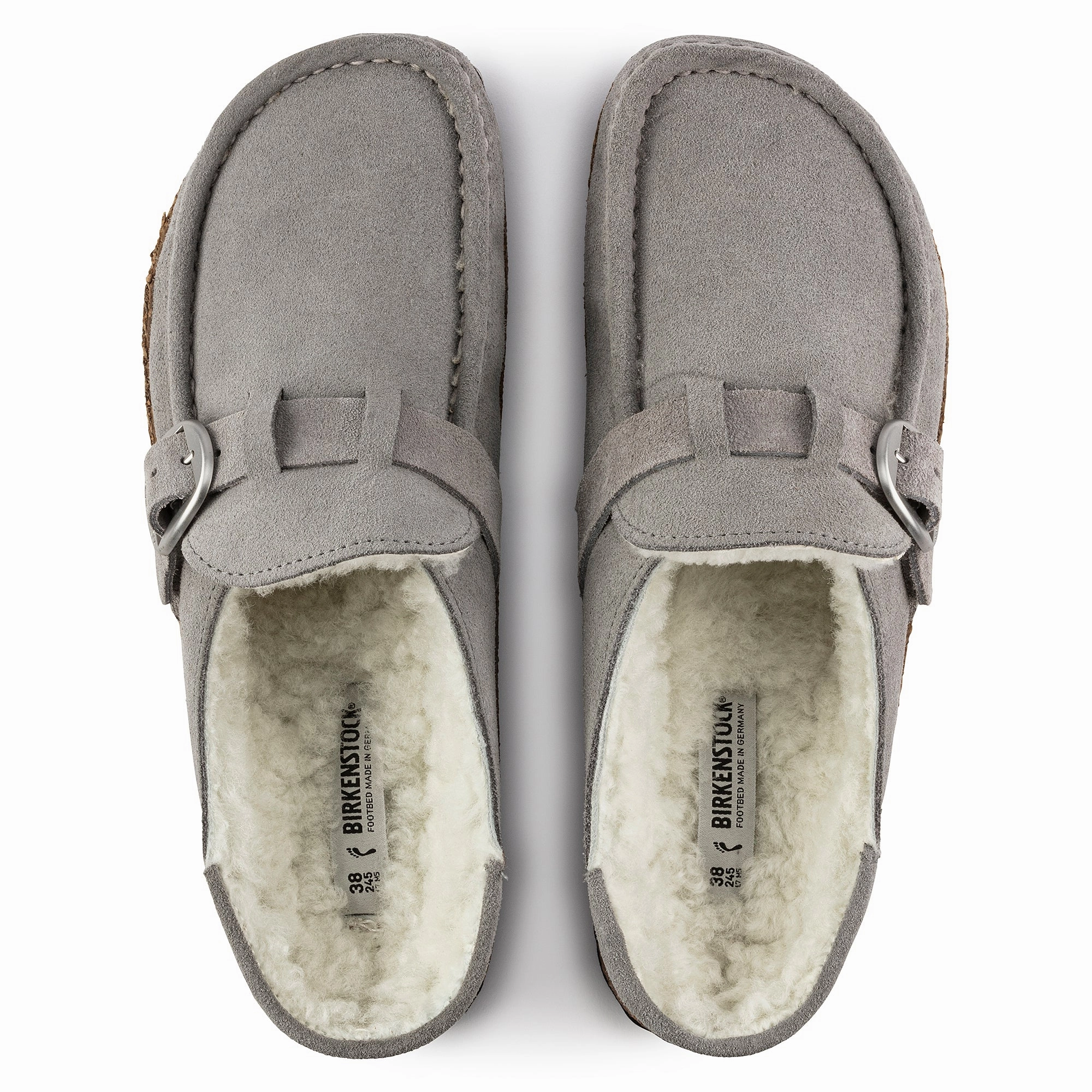 Birkenstock Dealers Birkenstock Buckley Shearling stone coin suede/natural shearling