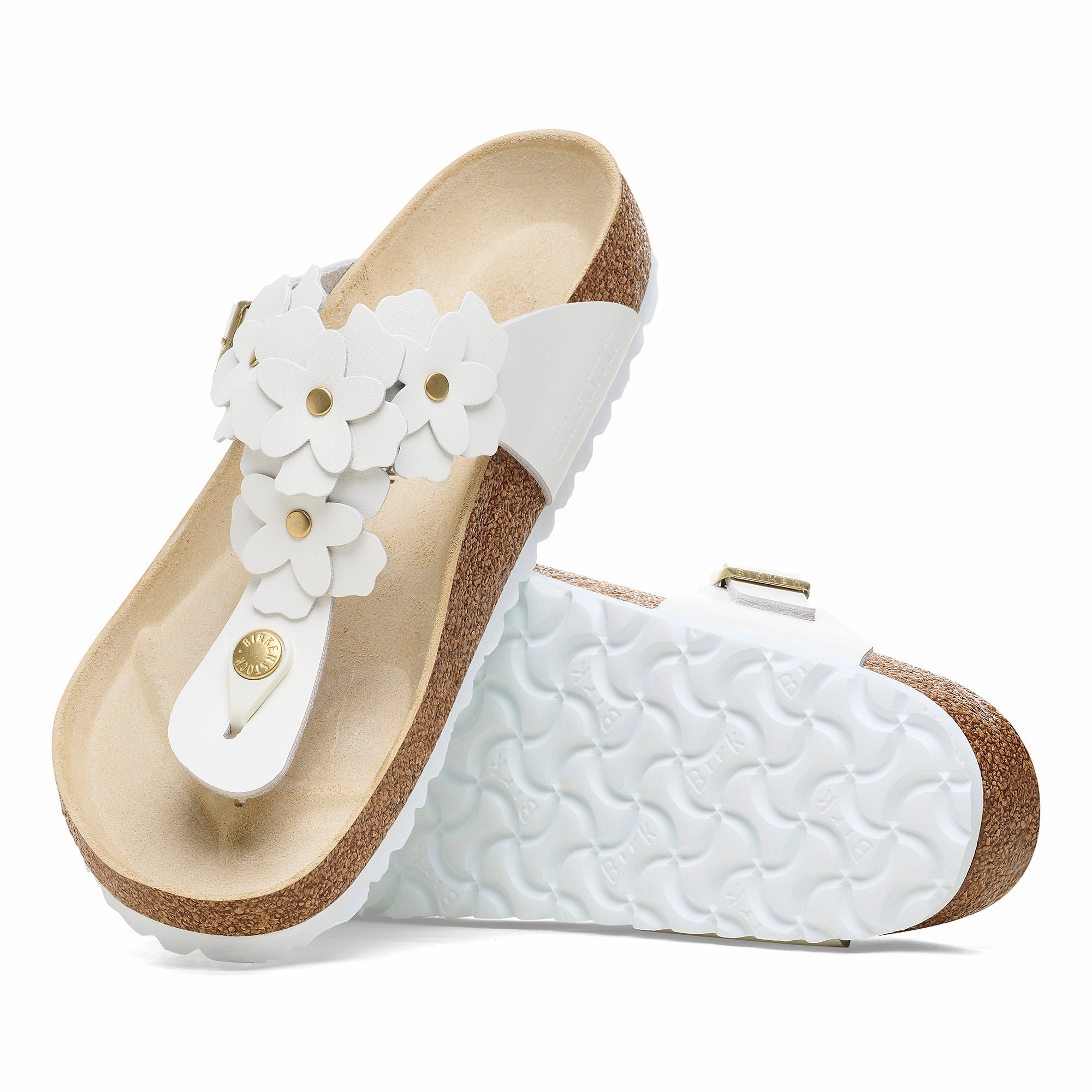 Birkenstock Gizeh Flowers white leather Two Strap