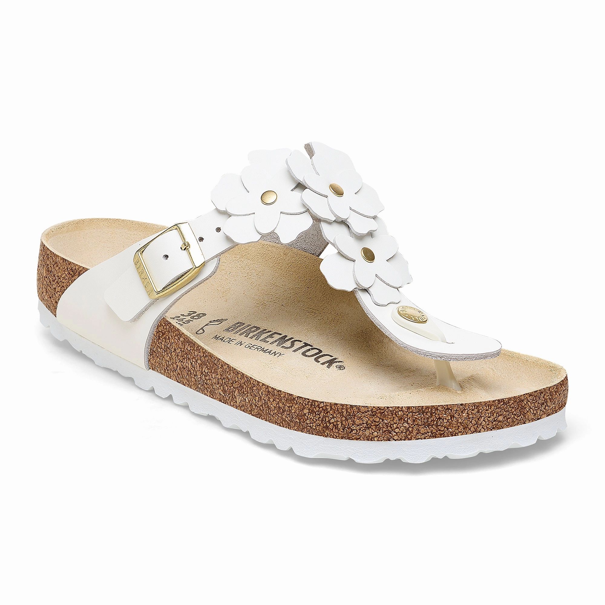 Exchange Policy Birkenstock Gizeh Flowers white leather