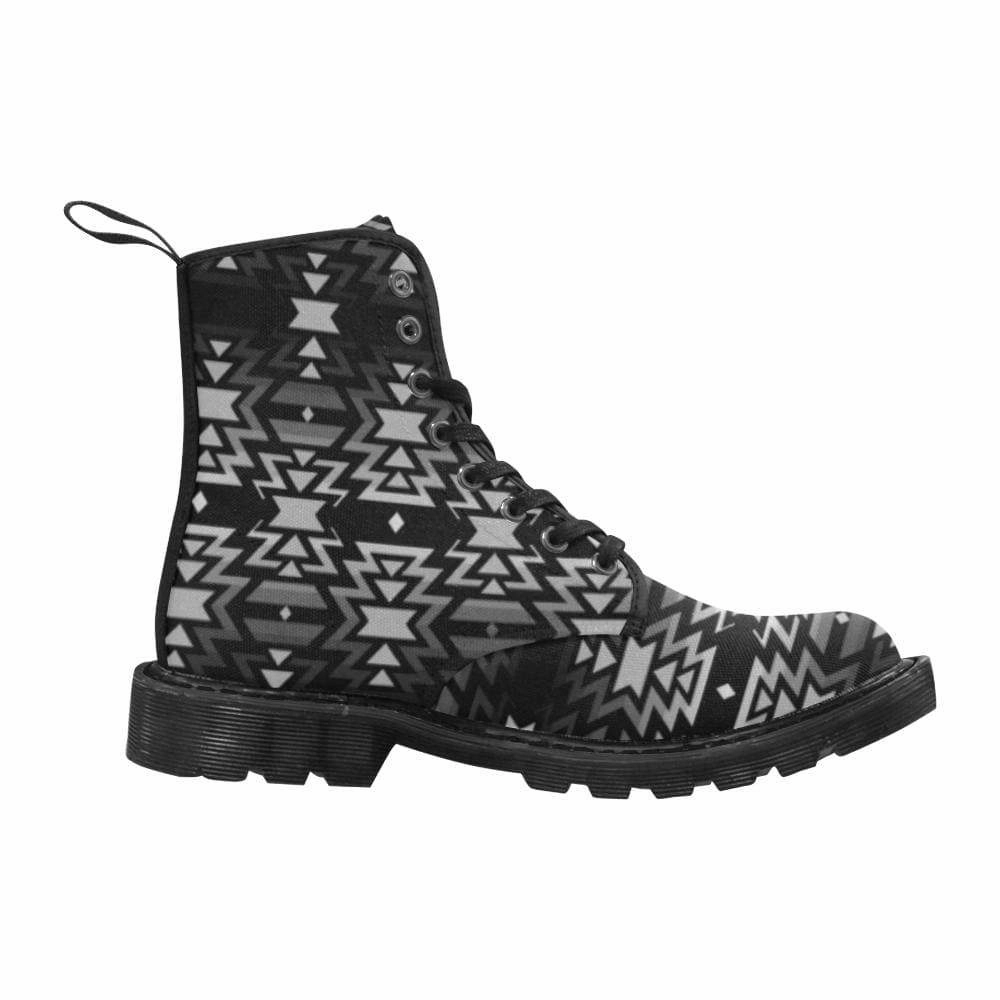 Obsidian Pocket Combat Boots Black Fire Black and Gray Boots for Men (Black)