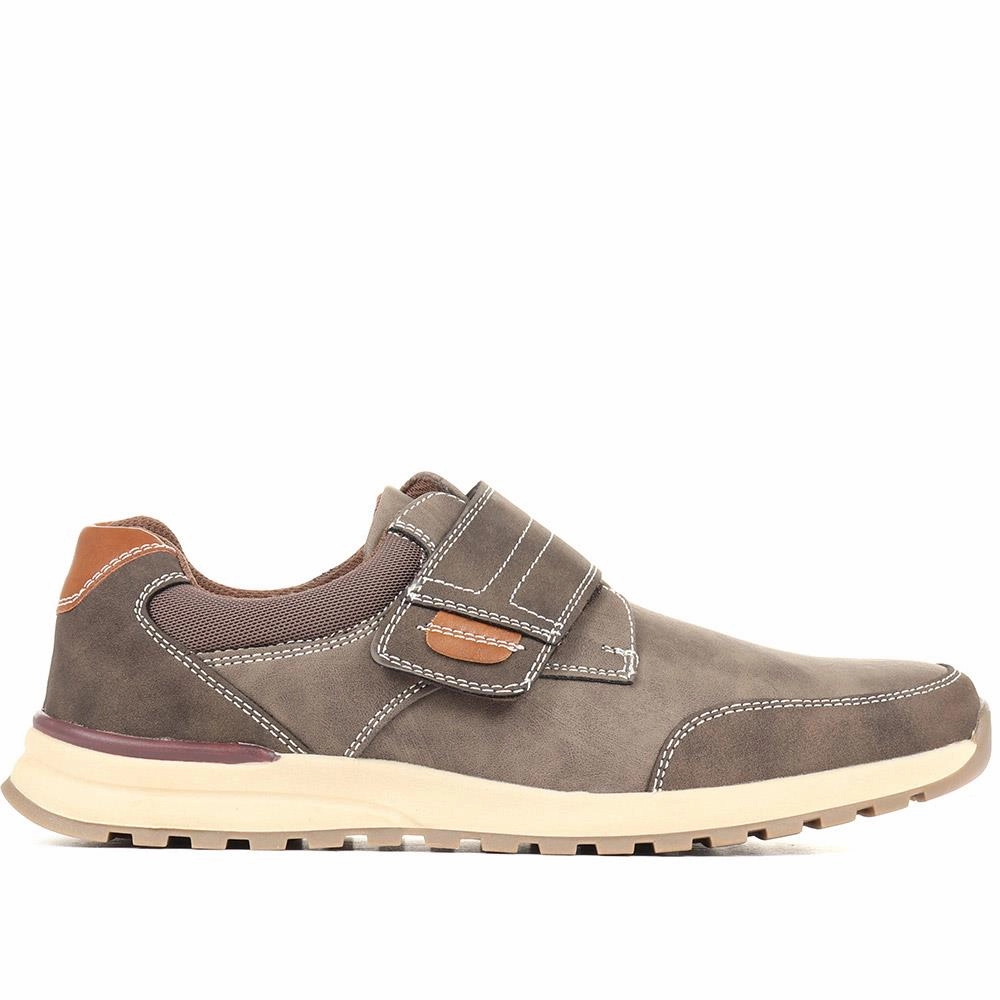 Lace-up Heel Ankle Boots Touch Fastening Casual Shoe - CHANG34007 / 321 145 - Brown