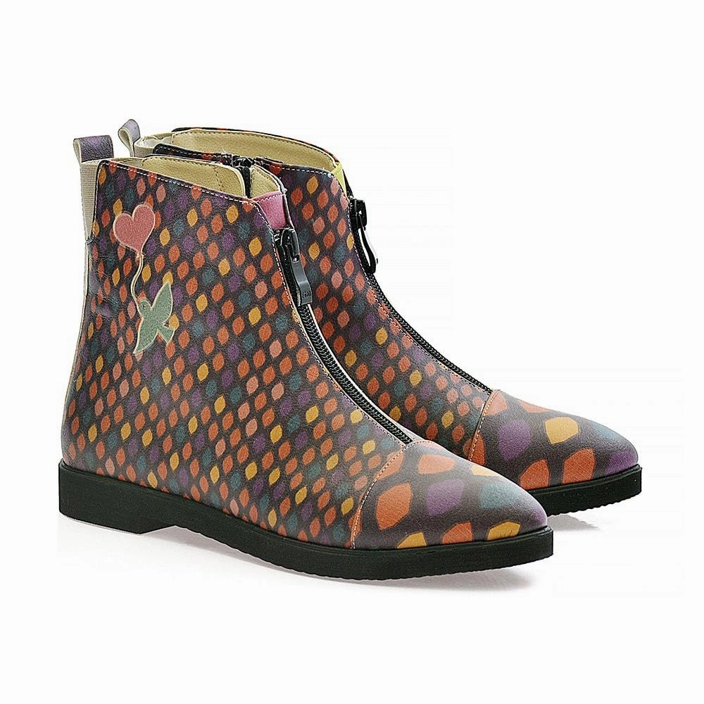 Color Scaly Ankle Boots FER110 Flat Snakeskin Ankle Boots