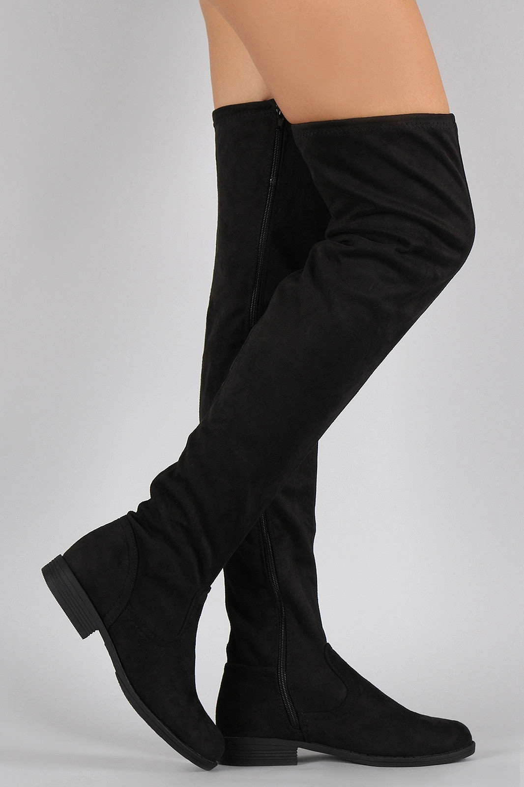 Most Expensive Knee High Boots Bamboo Vegan Suede Flat Thigh High Boots