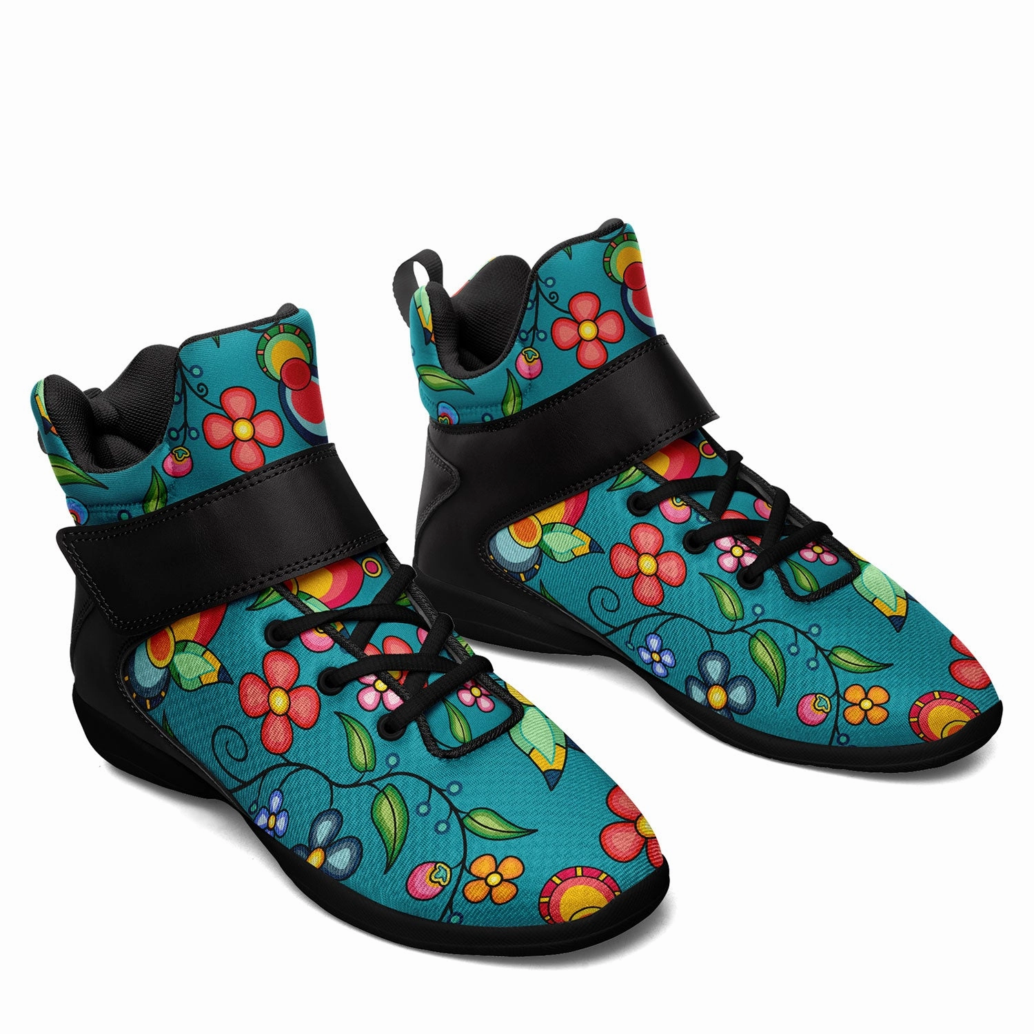 Basketball Shoes Online Shopping Cheap Floral Bounty Teal Ipottaa Basketball / Sport High Top Shoes - Black Sole
