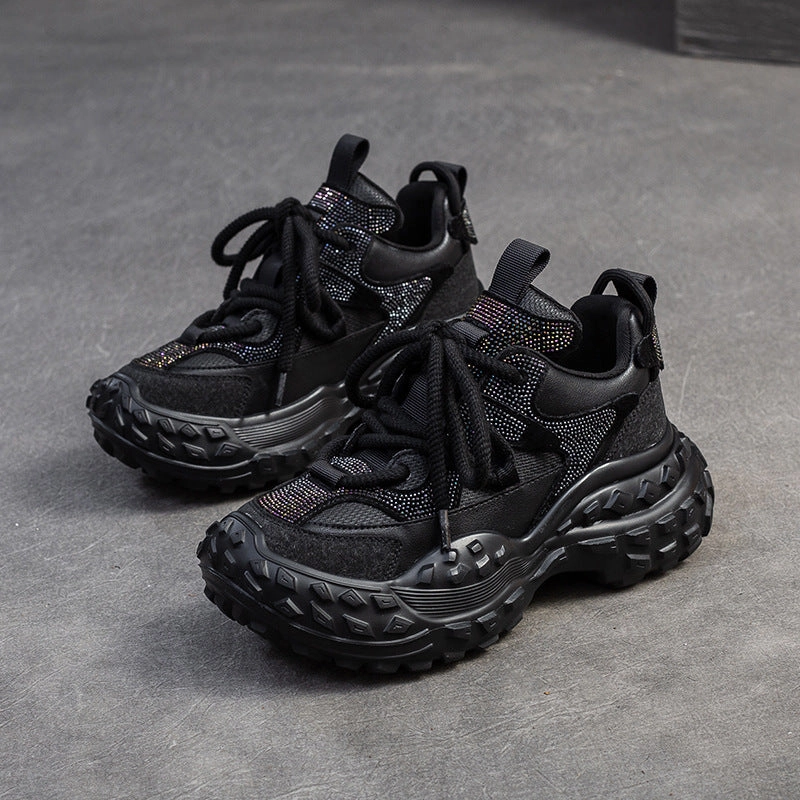 Women Fashion Patchwork Leather Casual Platform Sneakers Store Sneakers