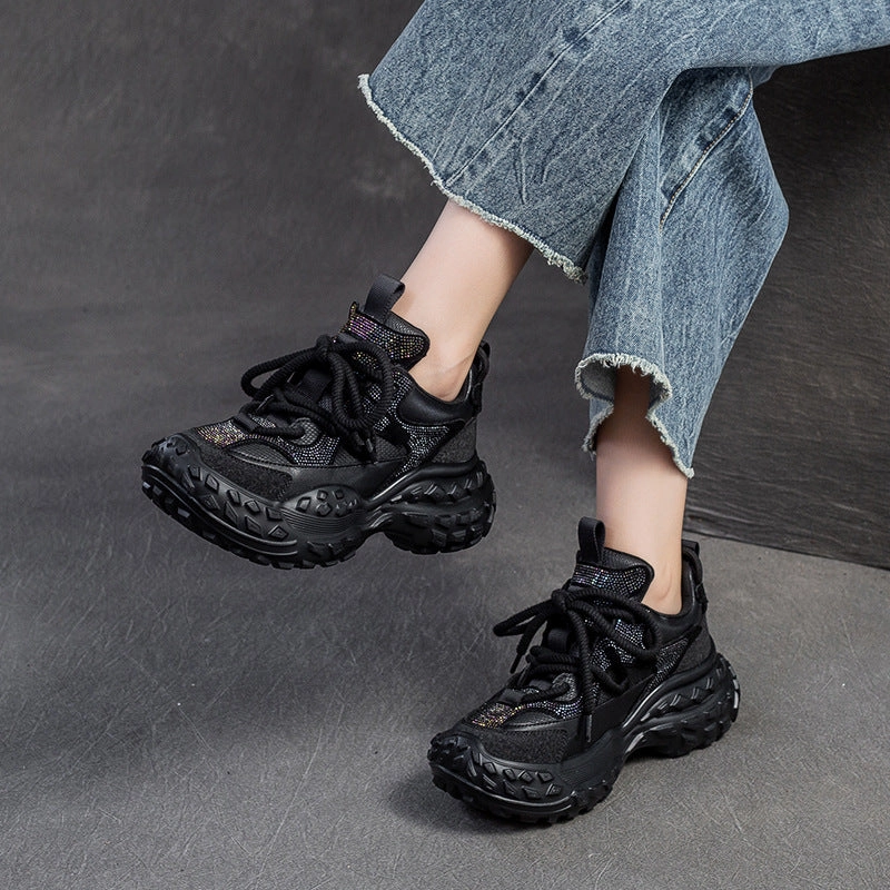 Women Fashion Patchwork Leather Casual Platform Sneakers Medicare Sneakers Program