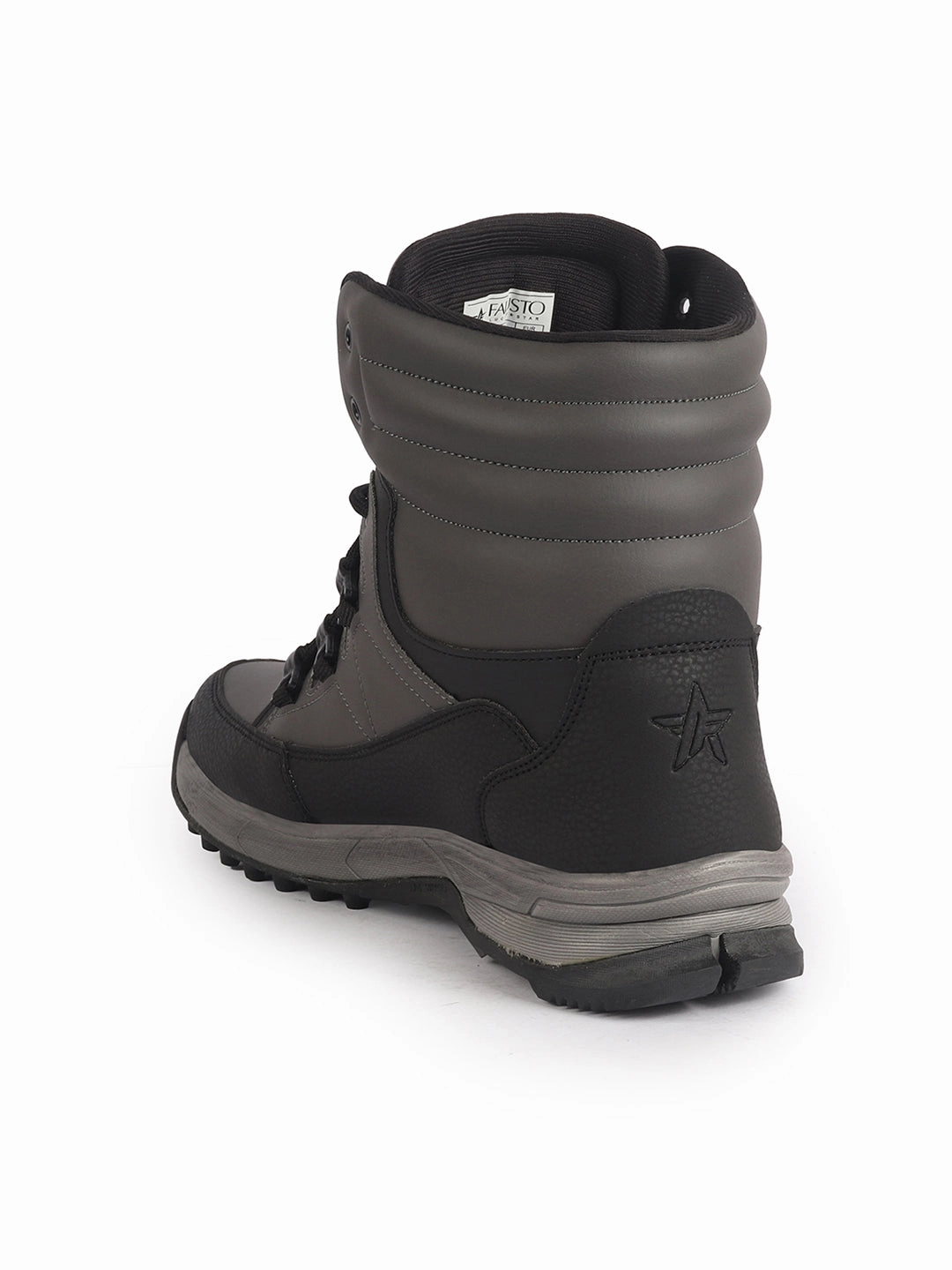 Patent Croc Chelsea Boots Men Grey High Top 3-Eye Lace Up High Ankle Winter Biker Boots|Trekking Boots|Hiking Boots|Basketball Shoes|Good Sole Grip Traction