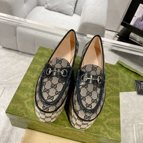 Gucci GG HORSEBIT PLATFORM LOAFER BLACK CALFSKIN Espadrille Coach