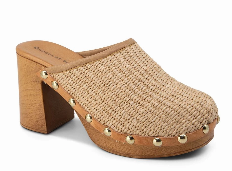 Mules Shoes High Heel Online CHOCOLAT  BLU MELODY NATURAL RAFFIA PLATFORM SANDALS