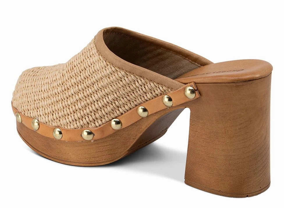 CHOCOLAT  BLU MELODY NATURAL RAFFIA PLATFORM SANDALS Vaneli Shoes Mules