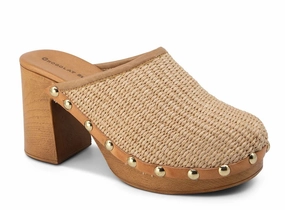 Mules And Clogs Shoes CHOCOLAT  BLU MELODY NATURAL RAFFIA PLATFORM SANDALS