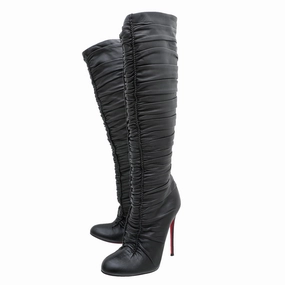 Thora Knee High Boot Christian Louboutin Black Pleated Knee High Boots 37
