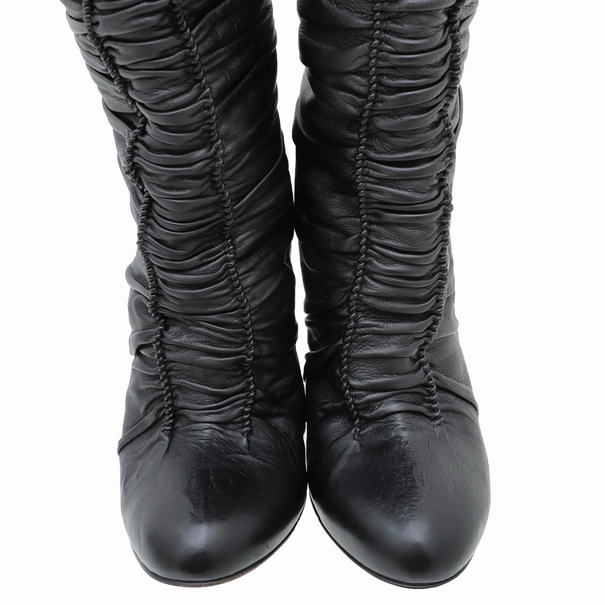 Lace Up Front Boots Knee High Christian Louboutin Black Pleated Knee High Boots 37