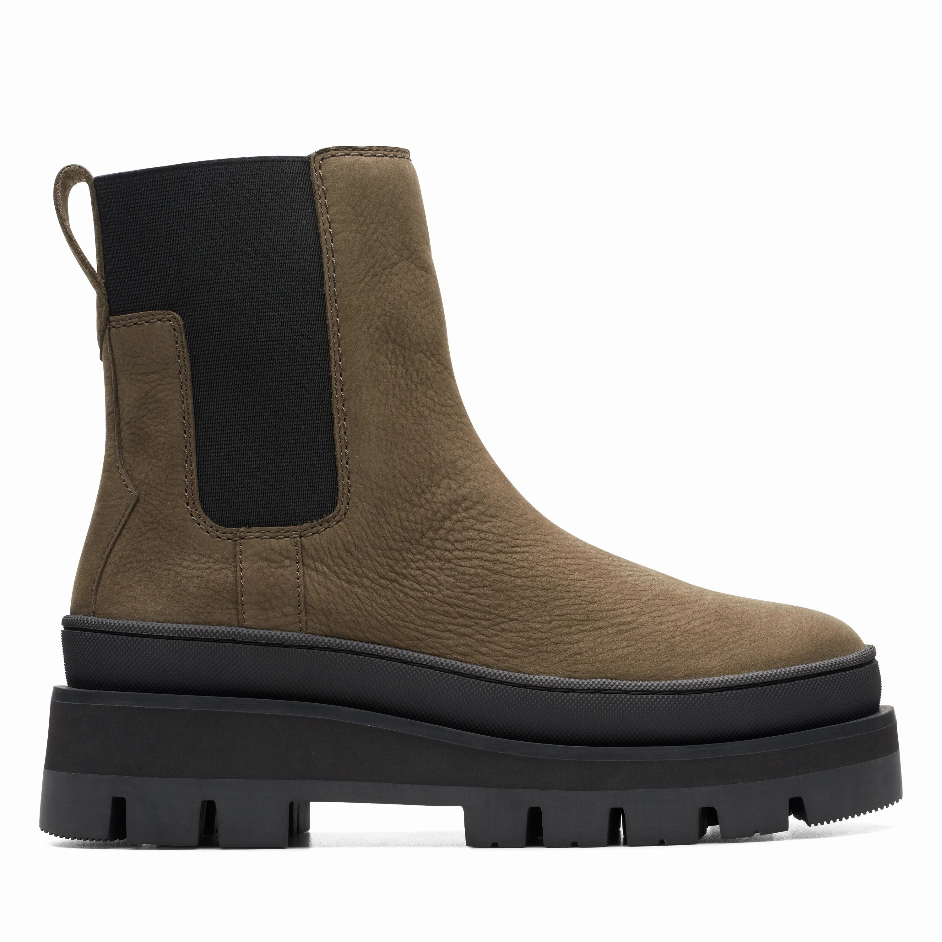 Refined Slim Fit Quilted Gloss Chelsea Boots CLARKS | CHELSEA BOOTS | WOMEN | ORIANNA2 TOP DARK OLIVE NUBUCK | GREEN