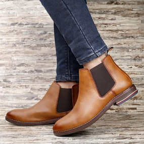 Classy Ankle British Design Tan Chelsea Boots For Men-JonasParamount All Leather Chelsea Boots