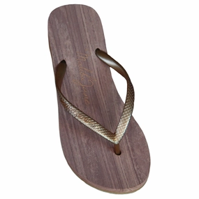 Kardashian Flip Flops HUNTINGTON FLIP FLOPS WOOD BRONZE