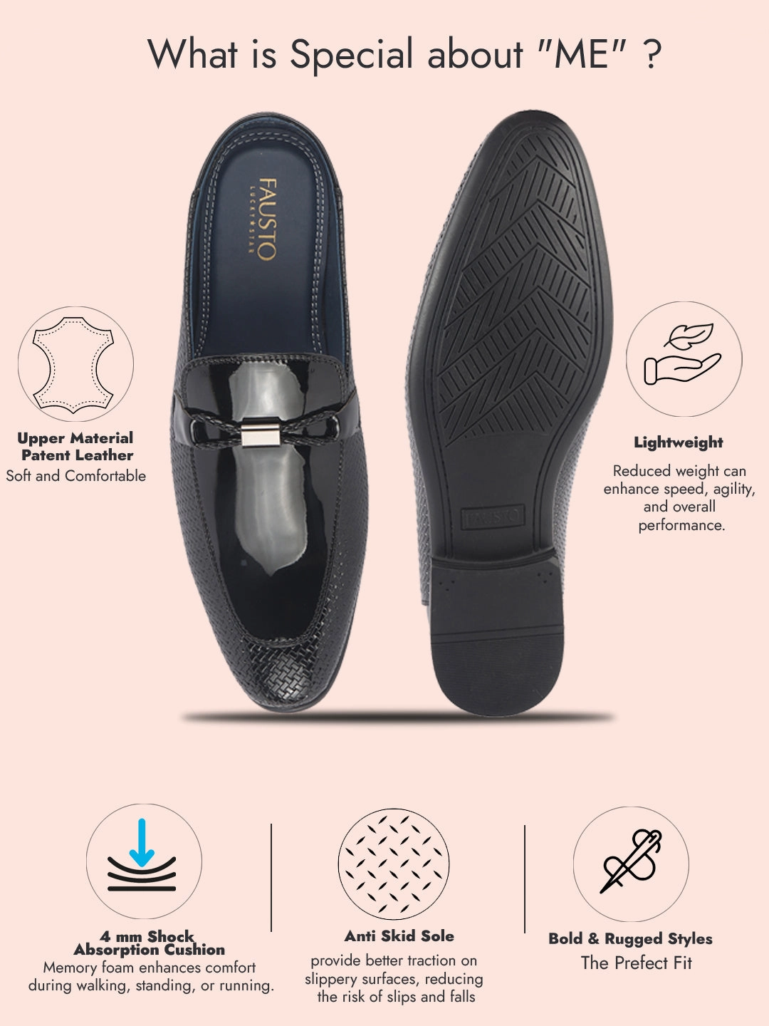 Men Black Bow Design Textured Back Open Party Formal Patent Leather Mules Shoes|All Day Long Ethnic Slip On Kurta Shoes for Wedding, Festive|Memory Cushioned Insole Best Ventilated Work Boots