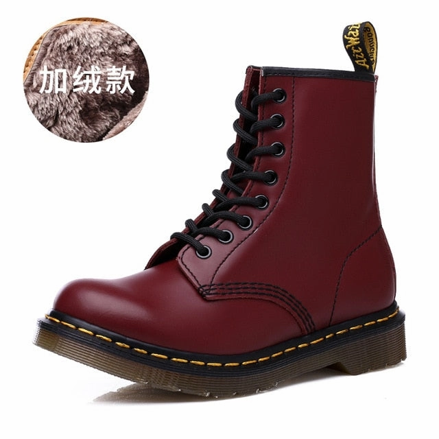 Coturno Men Martin Leather shoes High Top Fashion Winter Warm Snow shoes Dr. Motorcycle Ankle Boots Couple Unisex Doc boots
