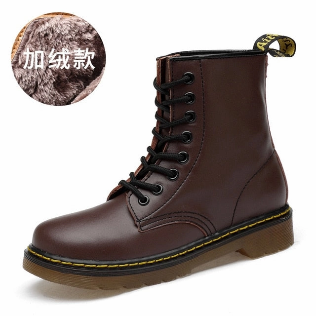 Coturno Men Martin Leather shoes High Top Fashion Winter Warm Snow shoes Dr. Motorcycle Ankle Boots Couple Unisex Doc boots