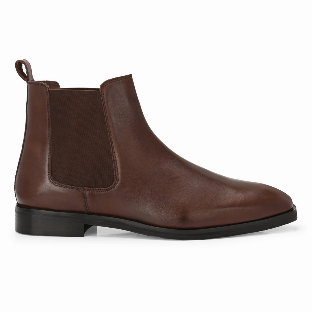 Ankle Boots Chelsea Comfortable  Brown Crust Leather Chelsea Boots for Men