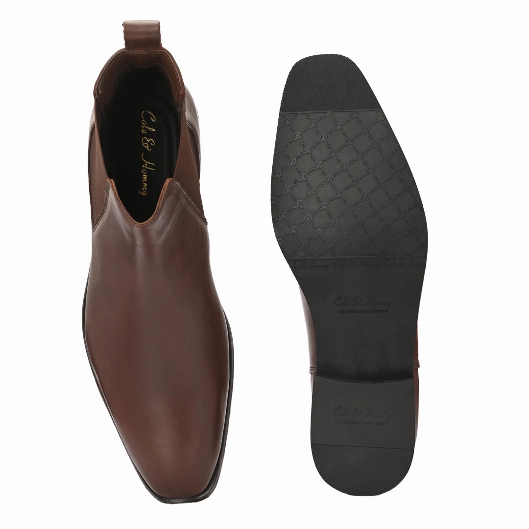 Comfortable  Brown Crust Leather Chelsea Boots for Men Toddler Chelsea Boots