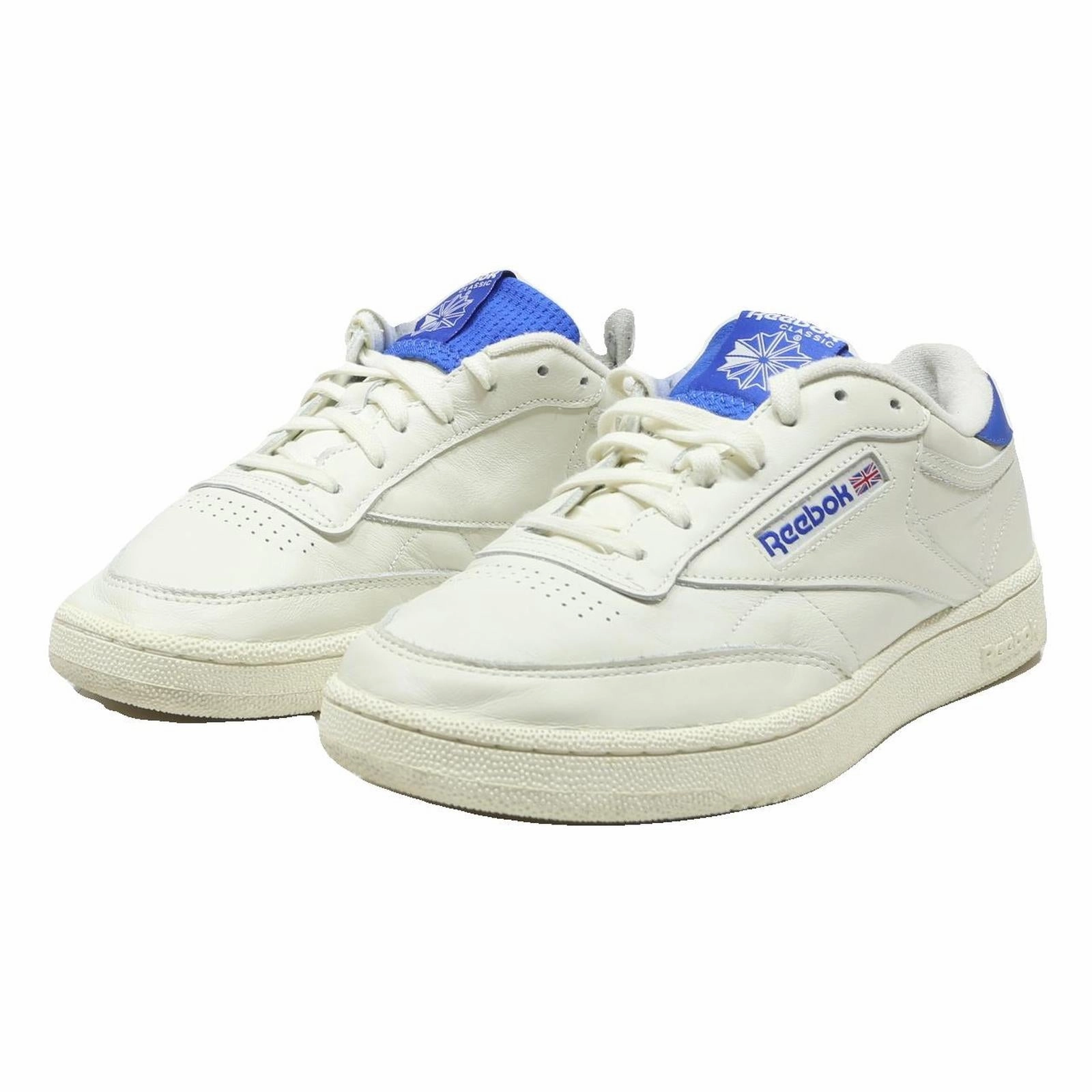 REEBOK Club C Mens Low Top Trainers White Blue Synthetic UK 8.5 Classic Shoes Ankle Boots Too Loose Around Ankle