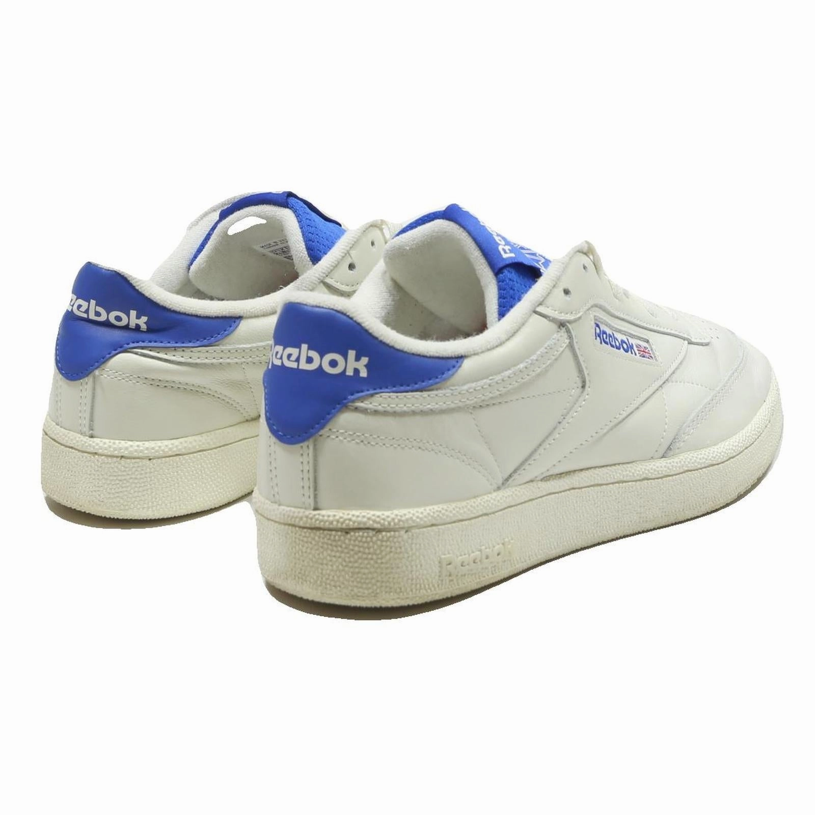REEBOK Club C Mens Low Top Trainers White Blue Synthetic UK 8.5 Classic Shoes Wedge Ankle Shoe Boots