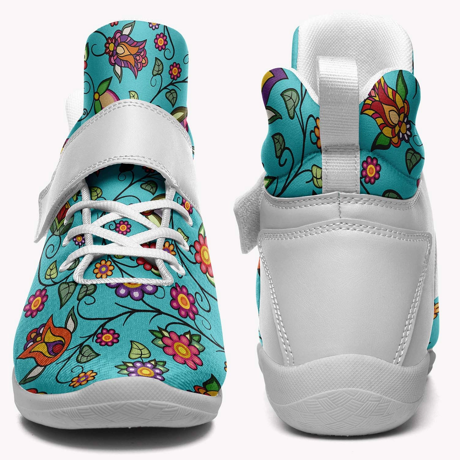Basketball Shoes With Arch Support Heartbeat Petals Turquoise Ipottaa Basketball / Sport High Top Shoes - White Sole