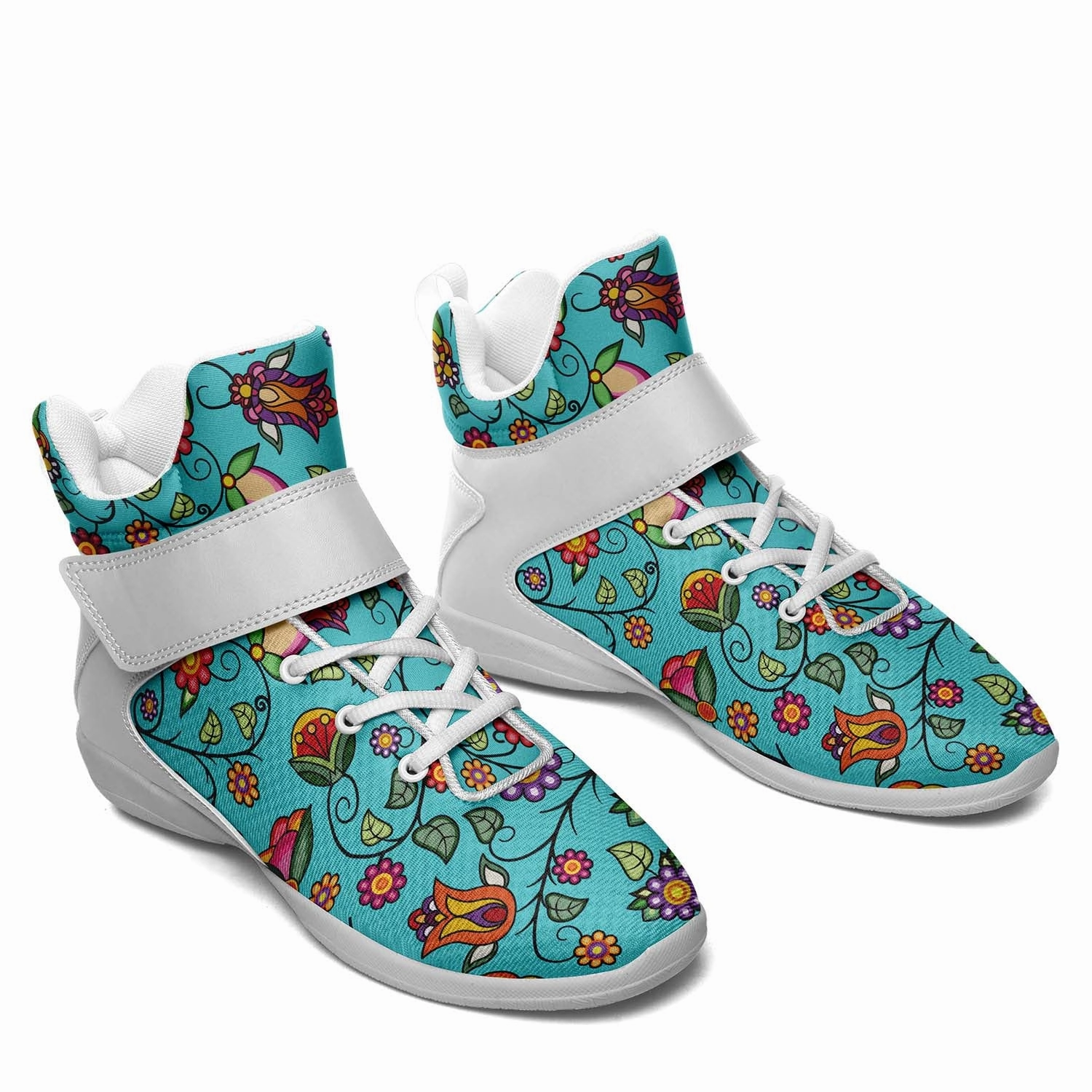 The Worst Basketball Shoes Heartbeat Petals Turquoise Ipottaa Basketball / Sport High Top Shoes - White Sole