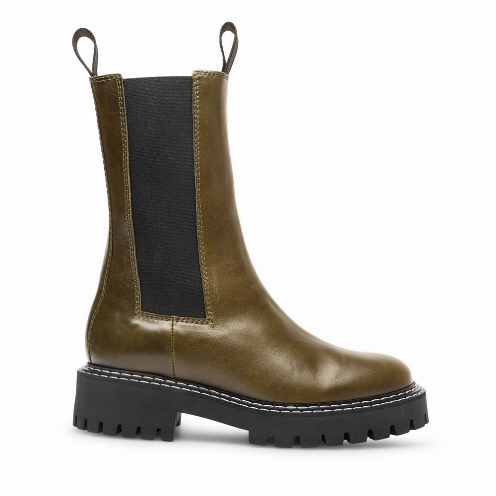 Signature Logo Combat Boot Angie Chelsea Olive Boots