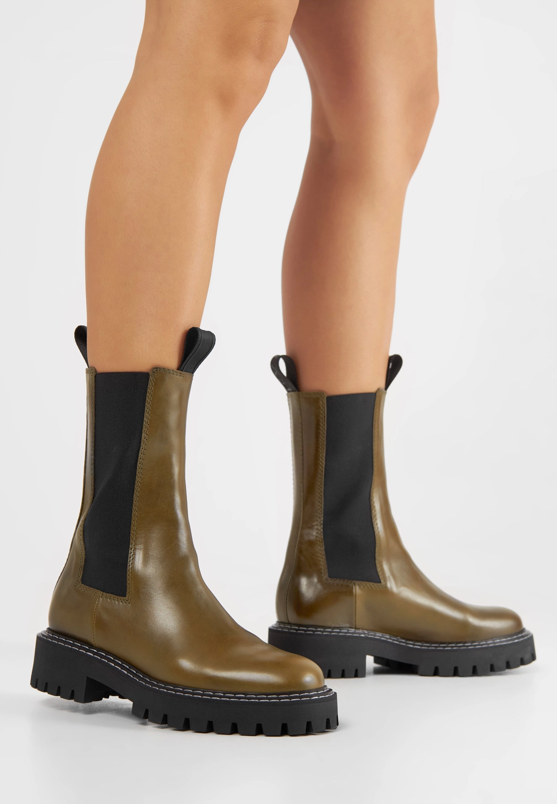 Combat Jungle Boots Angie Chelsea Olive Boots