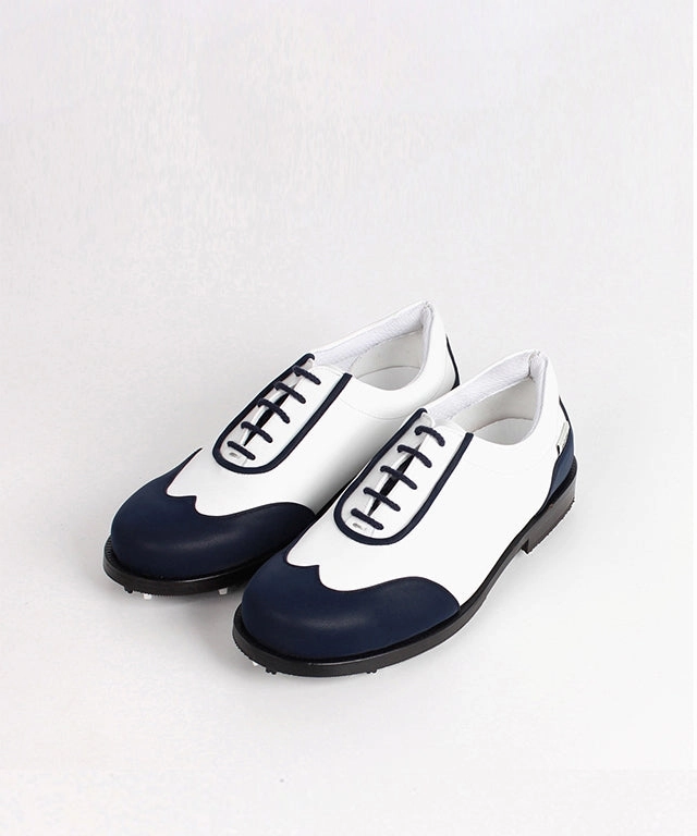 Golf Shoe Bag Golf Shoe Laces Golf Shoe Replacement Spikes Golf Giclee Women's Under Score Premium Leather Golf Shoes - Navy