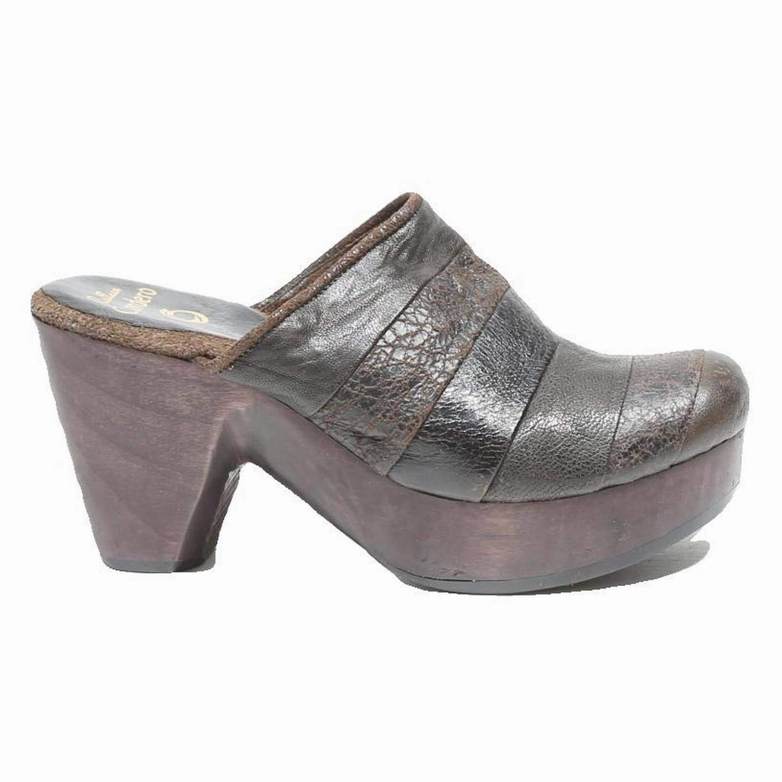 Woven Leather Mules Shoes CORDERO Leather Womens Mules Brown & Dark Brown UK 4 Comfortable Slip On Chunky