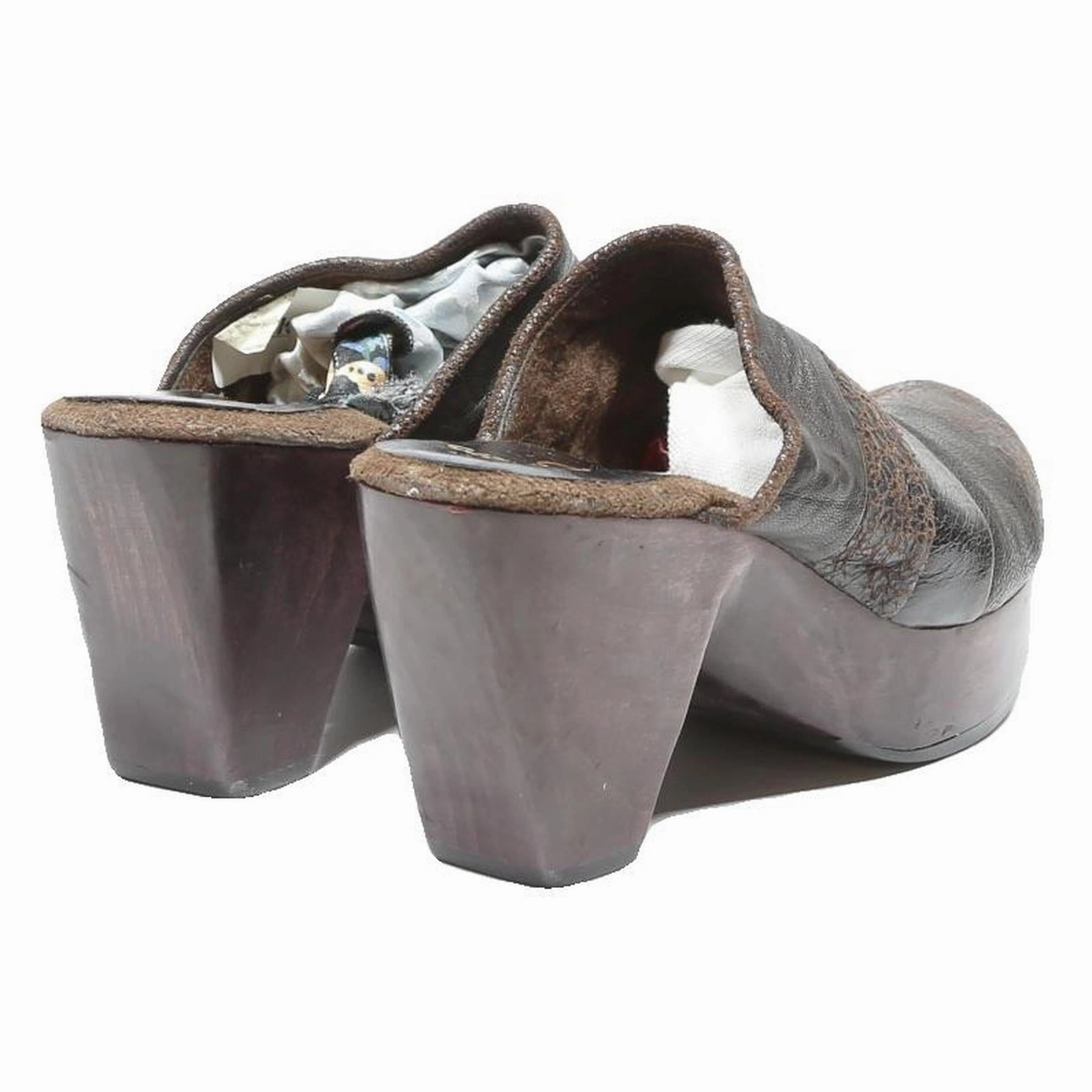 CORDERO Leather Womens Mules Brown & Dark Brown UK 4 Comfortable Slip On Chunky Walking Mule Shoes