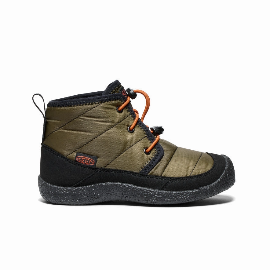 Big Kids' Howser II Waterproof Chukka  |  Dark Olive/Gold Flame Snow Boots With Heaters