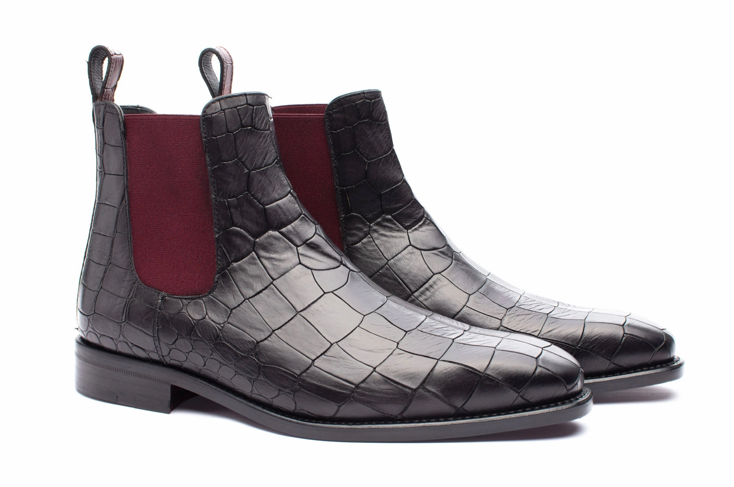 Croco Chelsea Boots - Black Chelsea Boots Water Resistant