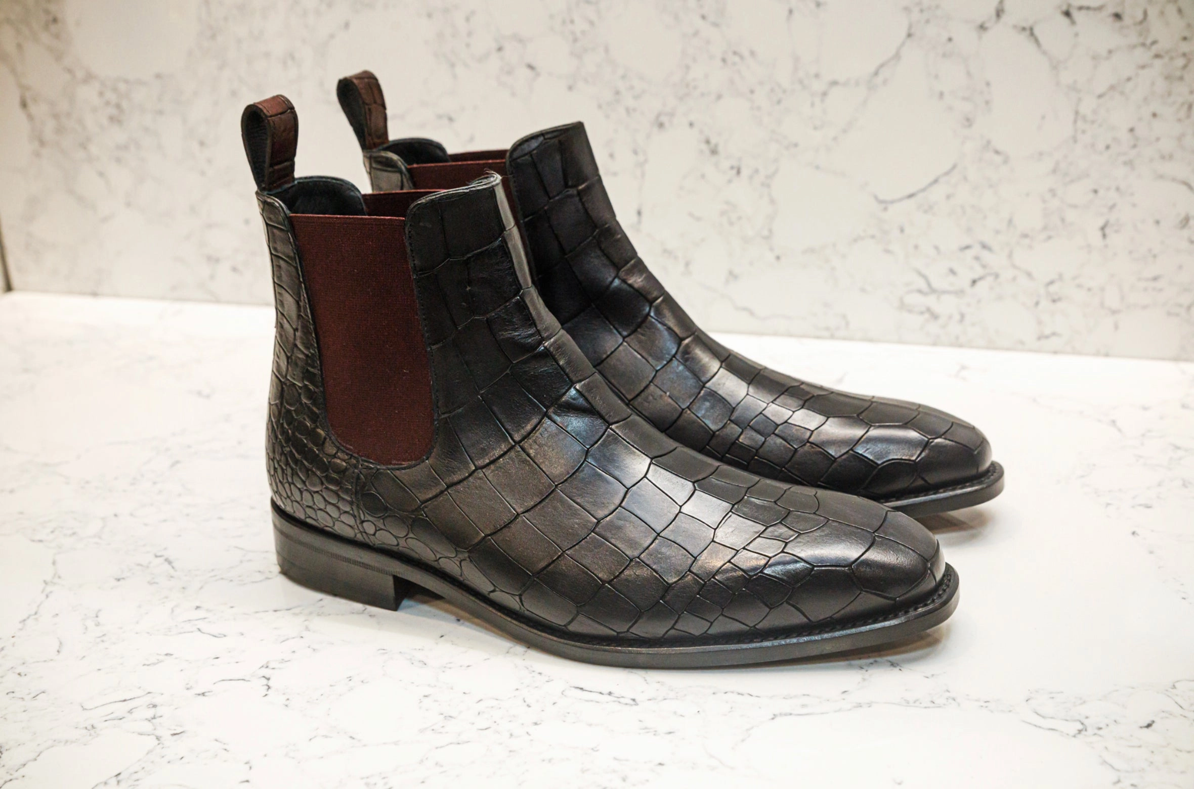Croco Chelsea Boots - Black Honored Chelsea Boot