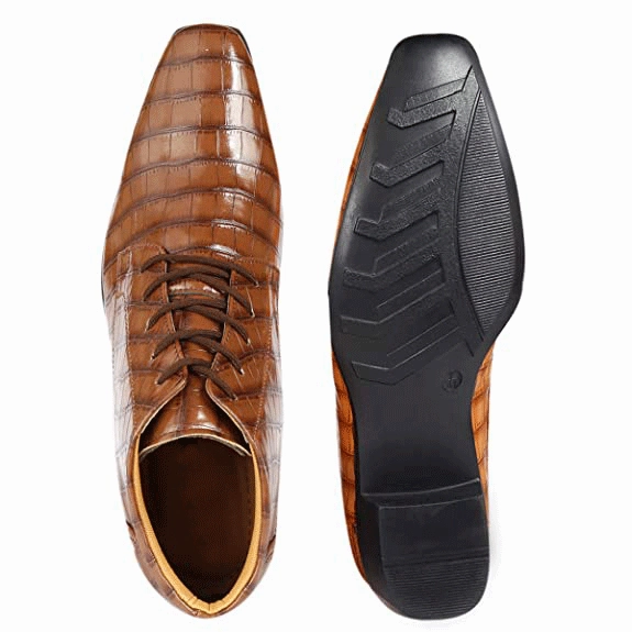 Crocodile Style Height Increasing Faux Leather Material Lace-Up Boots -JonasParamount Square Tip Chelsea Boots