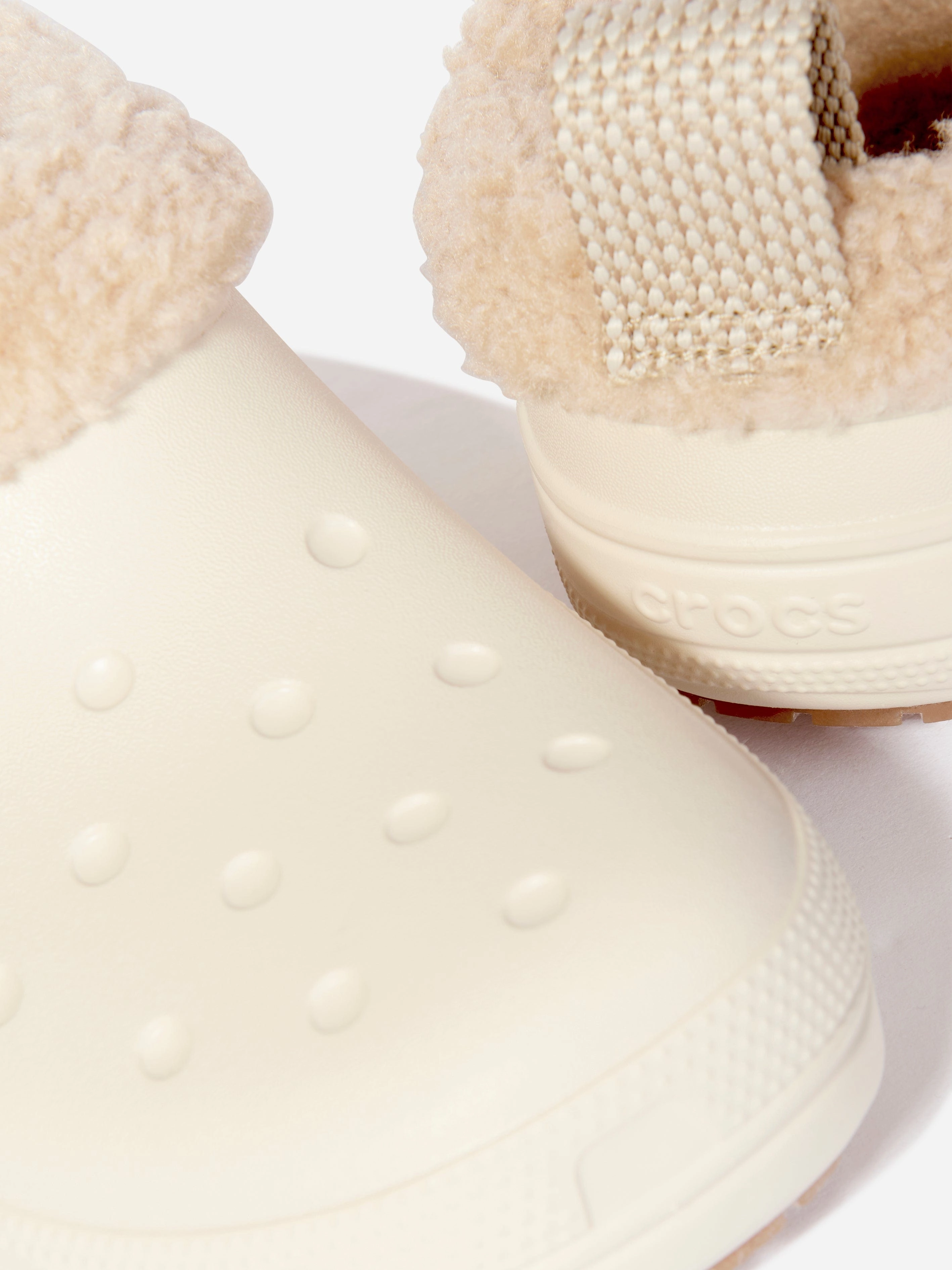 Crocs Kids Classic Lined Shorty Clog in Ivory Ear Clogs When Blowing Nose