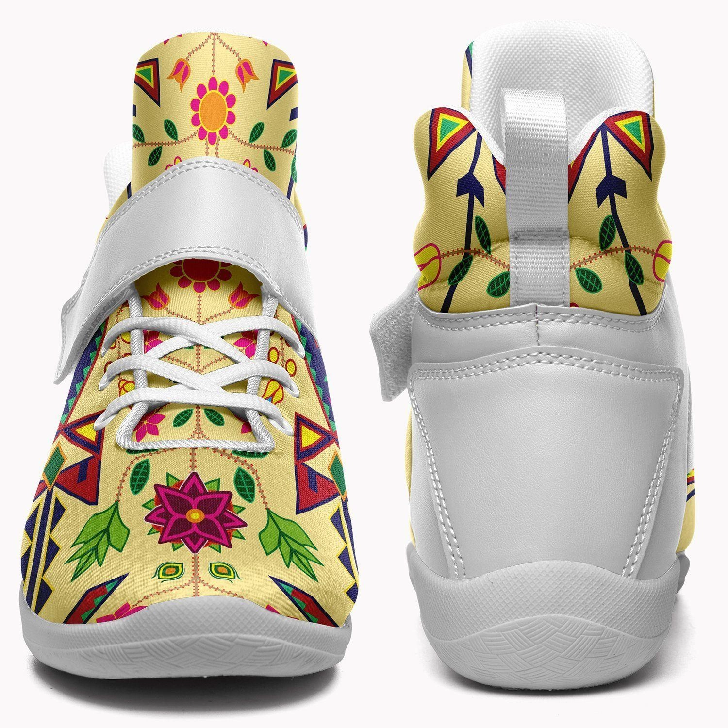Kevin Durant Basketball Shoes Geometric Floral Spring Vanilla Ipottaa Basketball / Sport High Top Shoes - White Sole