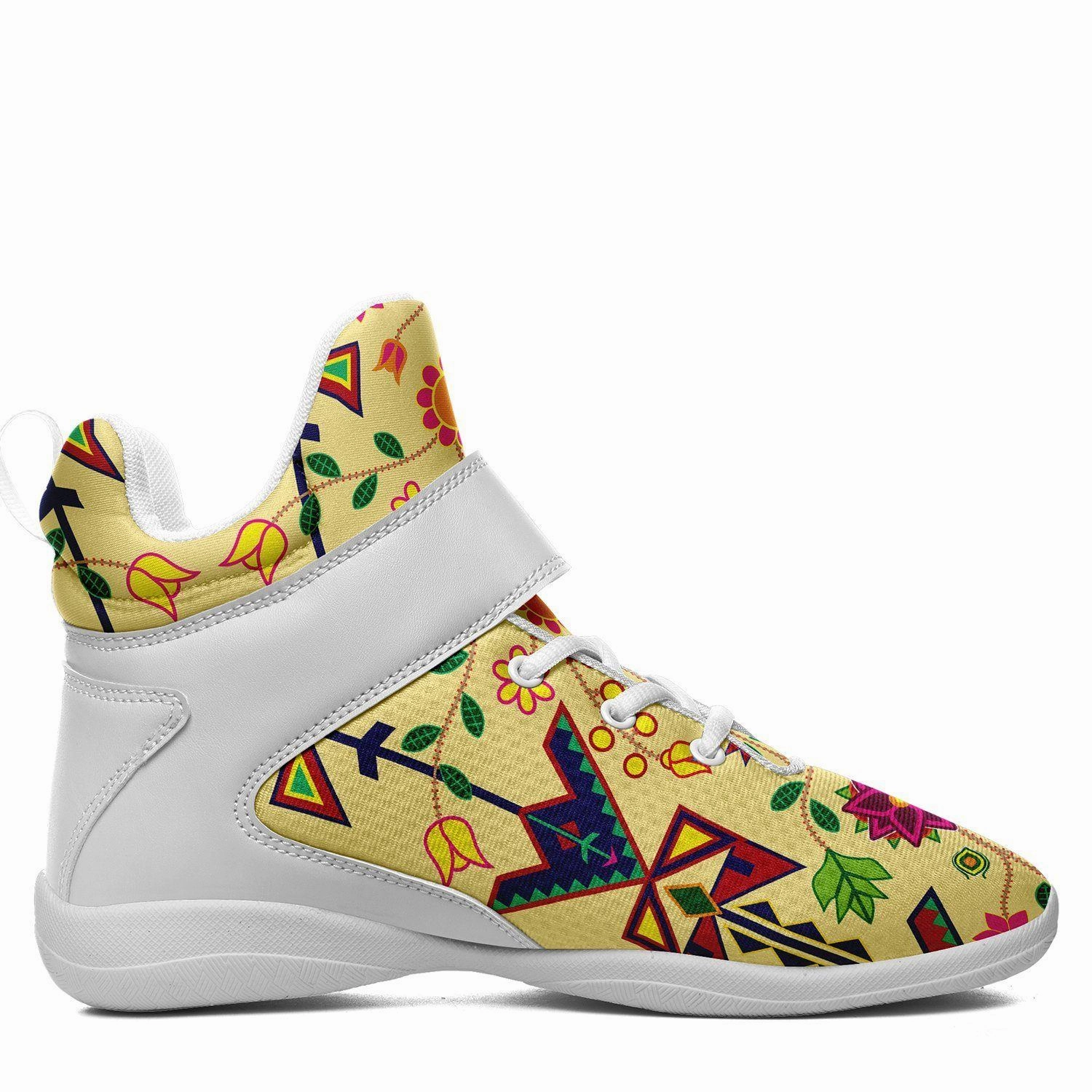 Uva Basketball Shoes Geometric Floral Spring Vanilla Ipottaa Basketball / Sport High Top Shoes - White Sole