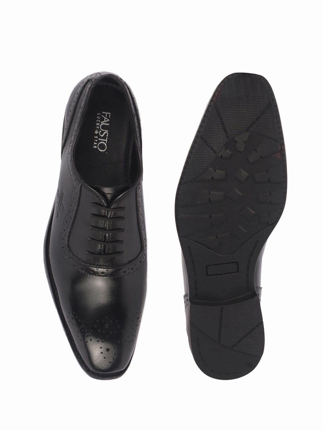 Men Black Genuine Leather Formal Classic Lace Up Brogue Shoes for Work|Tuxedo Lace Up Shoes Duct Work Boots