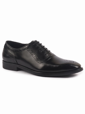 Men Black Genuine Leather Formal Classic Lace Up Brogue Shoes for Work|Tuxedo Lace Up Shoes Extra Wide Work Boots