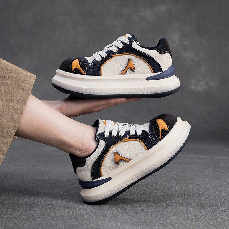 Cowboys Sneakers Women's Fashion Color-Blocked Chunky Platform Sneakers