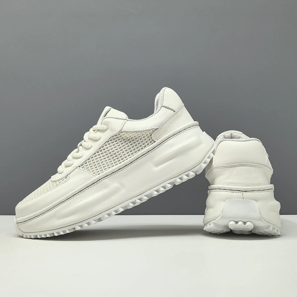 Men's Leather Breathable Mesh Chunky Platform Sneakers Best Sneakers Of All Time