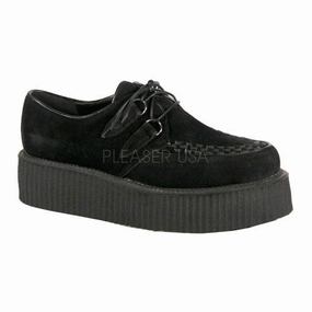 Best Work Boots For Garbage Man DEMONIA V-CREEPER-502S Men's Black Veggie Suede Creepers