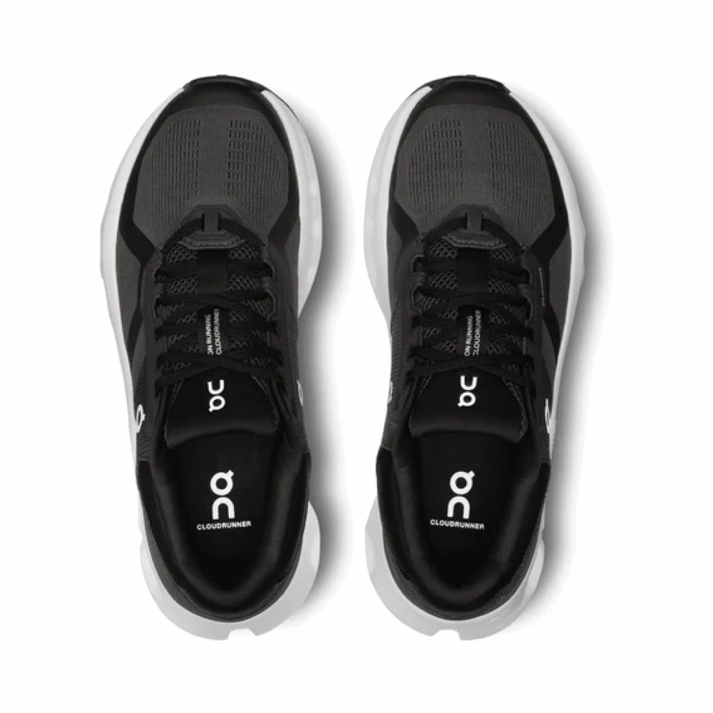 On Women's Cloudrunner 2 WIDE Width Sneaker in Eclipse/Black Cow Print Rain Boots